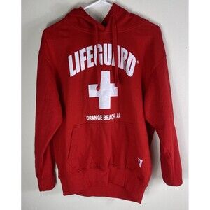 Official Y2K Lifeguard Orange Beach Red Pullover Hoodie Bay Watch Unisex Small